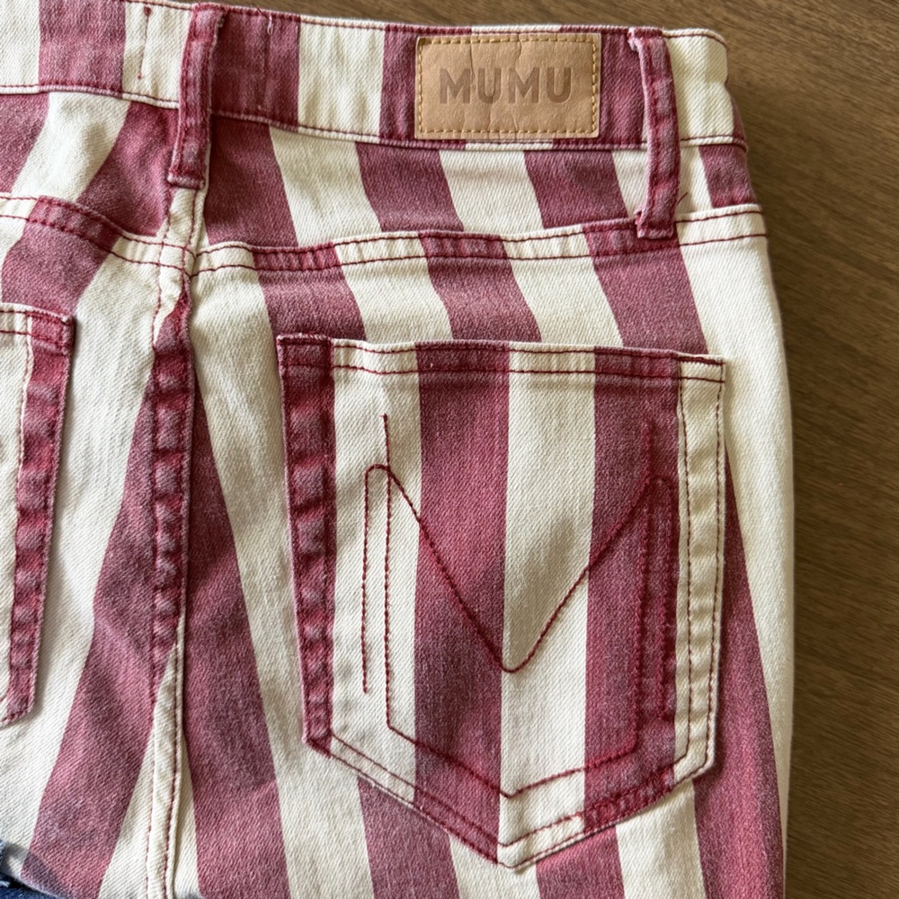 Show Me Your Mumu Berkeley Bell Flare Jeans Red Stripe High Rise 28 - Picture 5 of 12